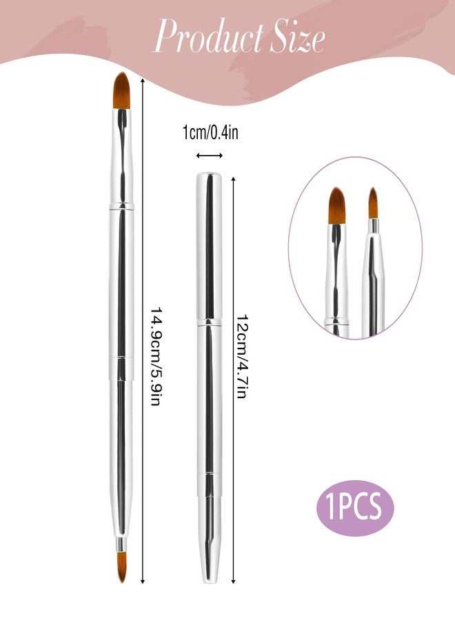 Sliverdew Retractable Lip Brush for Lipstick Double-Ended Lip Makeup Brush with Cap for Lipstick, Lip-Gloss, Eyeshadow Travel, Silver - Image 2